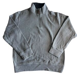 Lands' End Mens Sweater Sz. Small Long Sleeve 1/4 Zip Pullover‎ Gray Herringbone